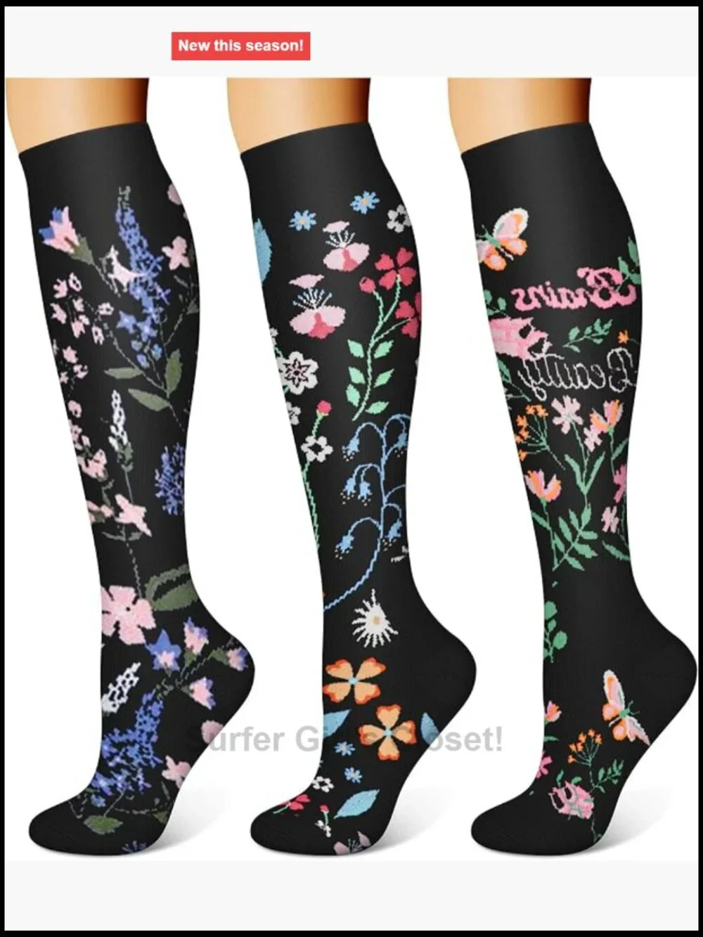 3 Pairs Compression Socks 15-20 mmHg Knee High for Workout